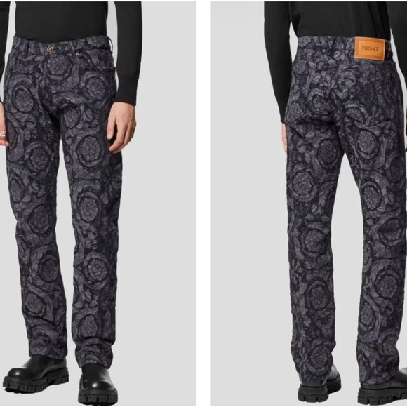 AUTHENTIC new VERSACE 23FW sz 31 Barocco Silhouette patterned jeans - Picture 1 of 10